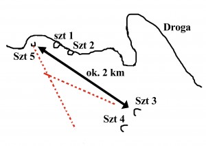 Schemat poglądowo-teoretyczny lokacji sztolni nr 5 w Górze Gontowa (auror:GES, rys. JA)